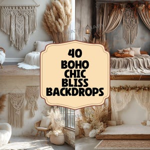 40 Boho Fotobakgrunder, Makramé och Pampas Dekor (JPG)
