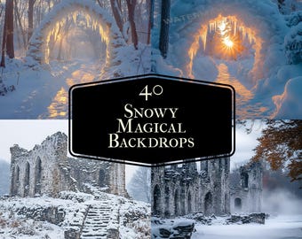 Snowy Winter Forest Digital Backdrops – 40 Fantasy Scenes (Digital Download)