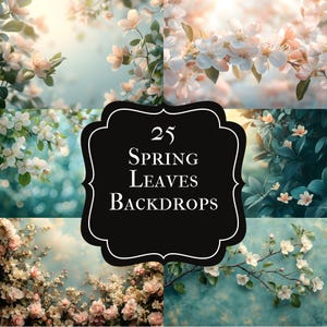 Spring Blossom Leaves Digital Backdrop, Nature Photography Background, Floral Photo Prop Image for Composites