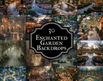 30 fondos de jardín encantado: fondos digitales mágicos para fotografía, superposiciones de Photoshop y diseños florales