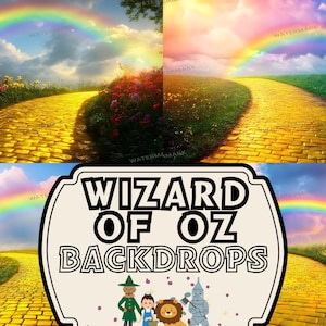 Whimsical Yellow Brick Road Rainbow Digital Prints - Wizard Of Oz. Nursery Decor, Vintage Fantasy Wall Art & Rainbow Photography Backdrops