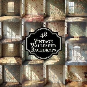48 Sfondi vintage / Sfondi floreali shabby chic per la fotografia, Photoshop Composite, Master Overlay, Scene di arredamento d'interni