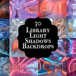 Library Light Shadows Digital Backdrop - Photography Background - Window Light Overlay - Bookcase Photo Composites - Library Backgrounds
