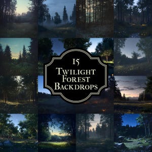 15 décors de forêt crépusculaire - composites Photoshop, superpositions principales et art numérique - arrière-plans sentier de la forêt au clair de lune - décors boisés