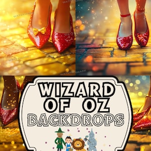 Ruby Slippers Yellow Brick Road Backdrops | Wizard of Oz Digital Art Collection | Fairytale Photography Backgrounds