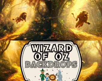 Cowardly Lion, Wizard of Oz, Yellow Brick Road, Digital Backdrop (JPGs)