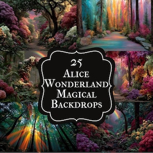 Alice in Wonderland Backdrop , Whimsical Background for Fantasy Photography, Magical Portrait Photo Booth Prop, Empty Scene