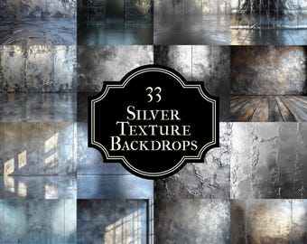 33 Silver Texture Backdrops - Perfect for Product & Portrait Photography, Photoshop Composites, Master Overlays, Elegant Silver Backgrounds