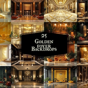 Golden Foyer Photography Backdrops – 25 Luxurious Interior Jpgs - Etsy