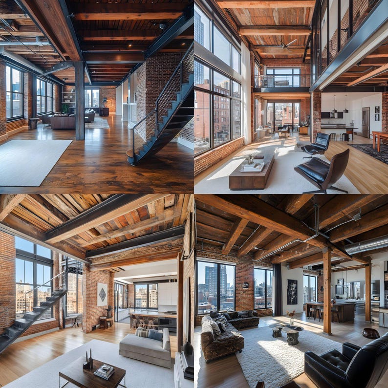 Image showcasing Luxury Loft Penthouse Digital Backdrop, Modern City View Background for ...