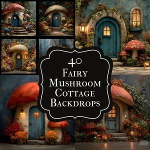 Fairy Mushroom Cottage Digital Backdrop, Enchanted Forest Background for Fantasy Photography, Whimsical Photo Prop, Magical Storybook Scene