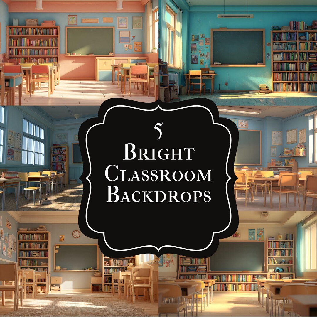 Bright Classroom Interior Digital Backdrop, School Photo Background ...