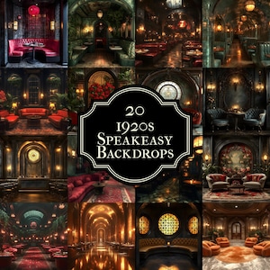 1920-talets Speakeasy-bakgrunder – Vintage barfotografiöverlägg (20 JPG)
