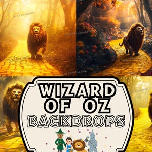 Wizard of Oz Cowardly Lion Backdrop - Yellow Brick Road Photography Background - Fantasy Party Decoration - Storybook Nursery Decor