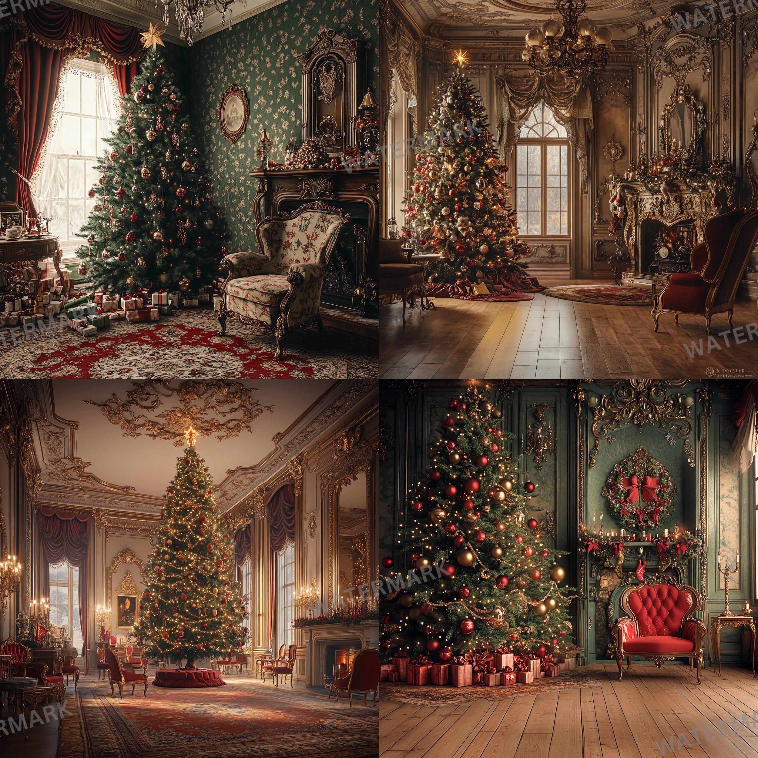 Victorian Christmas Backdrop, Festive Holiday Background (digital ...