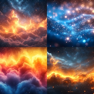 Celestial Space Digital Backdrop Set, Galaxy Photography Backgrounds for Newborn, Portrait, and Fantasy Composites, Dreamy Overlays