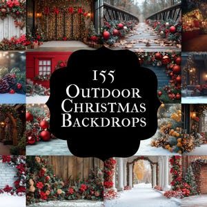 Christmas Outdoor Backgrounds Collection – Winter Holiday-Themed Photoshop Backdrops for Festive Photography & Seasonal Photo Editing