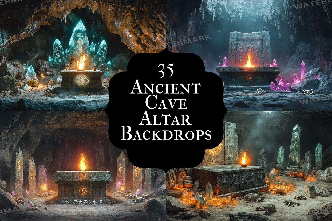 Ancient Cave Altar Backdrop: 35 Pngs for Dark Fantasy Photography ...