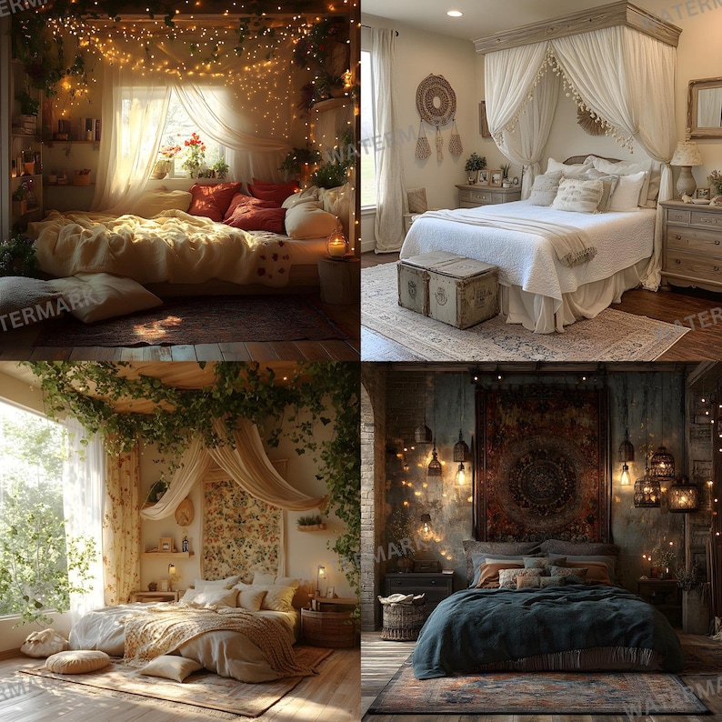 15 Dreamy Boho Photography Backdrops – Cozy Interior Overlays (JPG) - Etsy