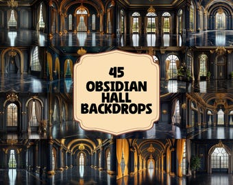 Obsidian Hall Backdrops | Digital Backgrounds for Fantasy & Cinematic Overlays