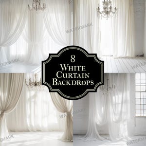 White Curtain Backdrop Collection - 8 Elegant Textured Surfaces for Photography, Digital Art, and Home Decor