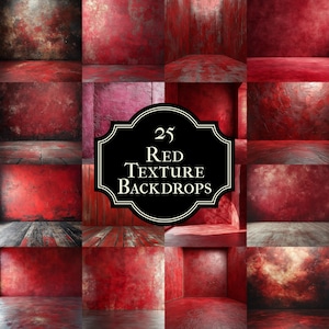 25 Red Texture Backdrops - Perfect for Maternity & Portrait Photography, Photoshop Composites and Master Overlays - Bold Red Backgrounds