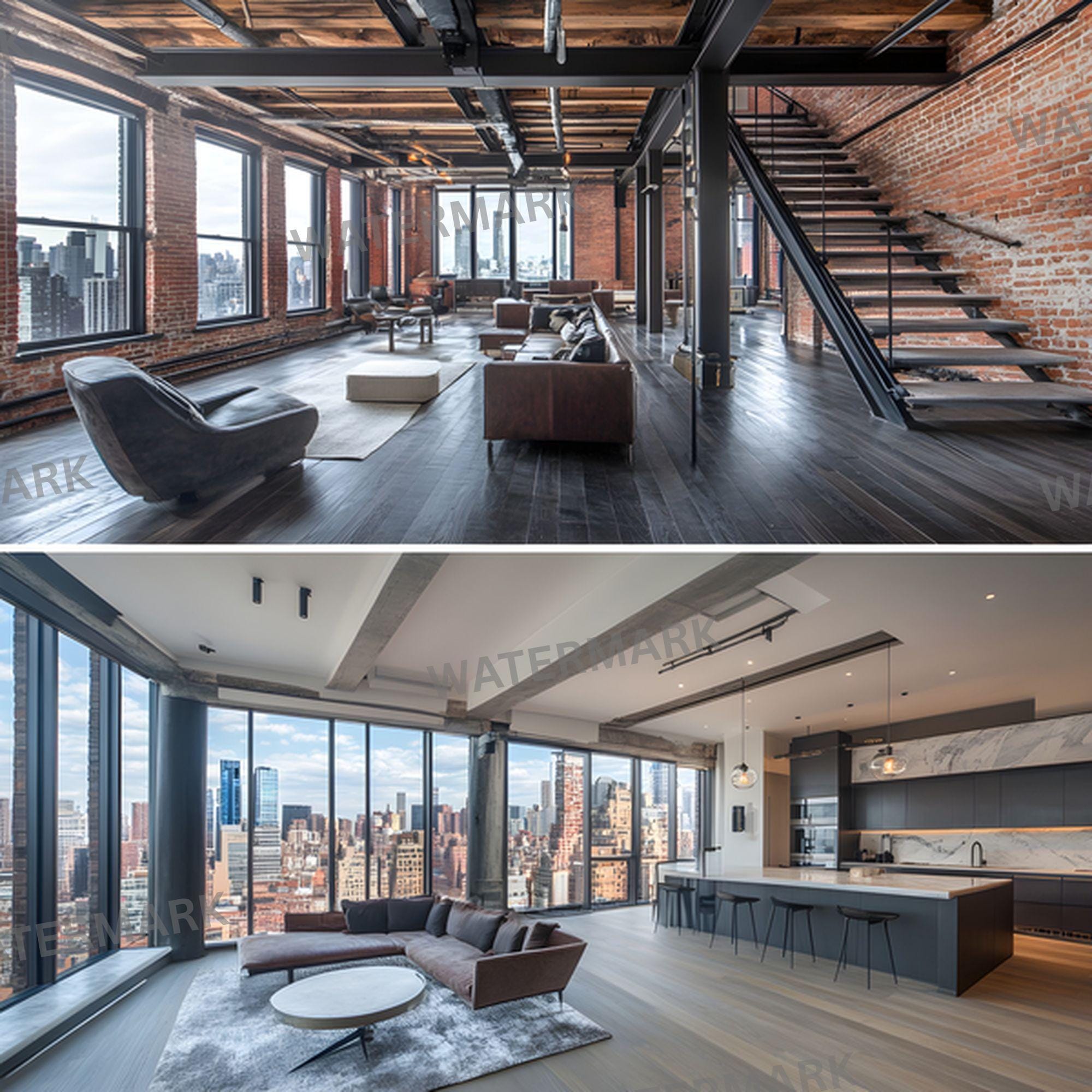Luxury Loft Penthouse Digital Backdrop, Modern City View Background for ...