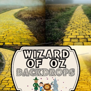 Yellow Brick Road Backdrop Digital Download, Wizard of Oz Photo Background, Dorothy Fantasy Scene, Emerald City Path, Storybook Overlay