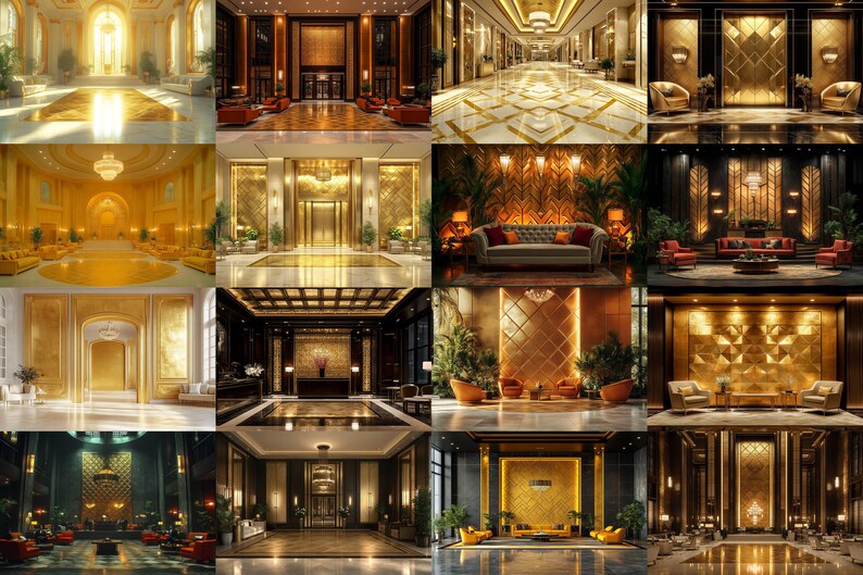 Golden Foyer Photography Backdrops – 25 Luxurious Interior Jpgs - Etsy