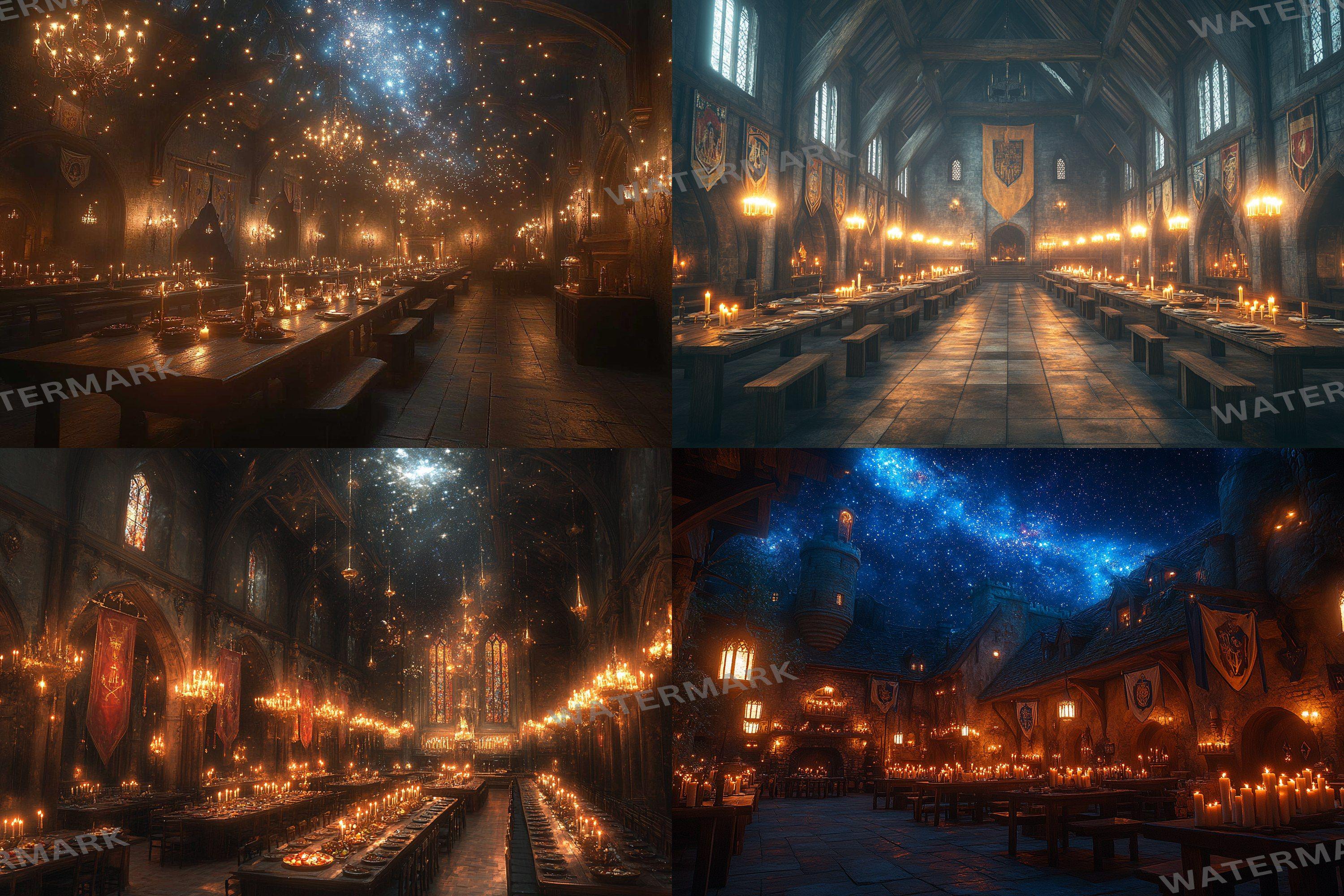 Great Hall Banquet Digital Backdrop - Great Hall at Wizarding School of ...