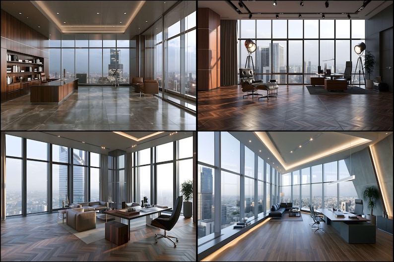 Luxury Penthouse Office Digital Backdrops, Corporate Executive Suite ...