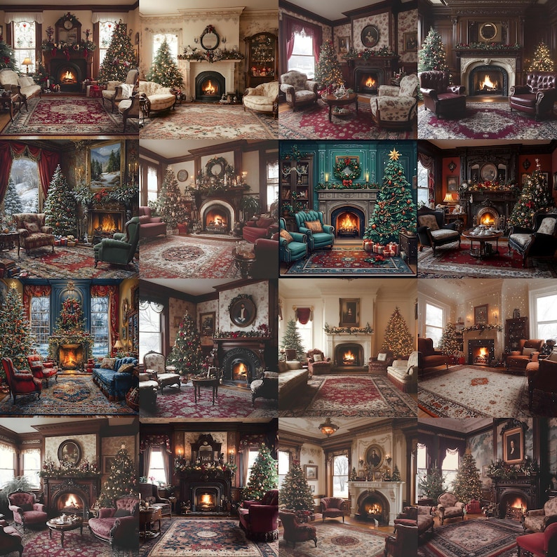 Victorian Christmas Backdrops Bundle | Cozy Digital Fireplace ...