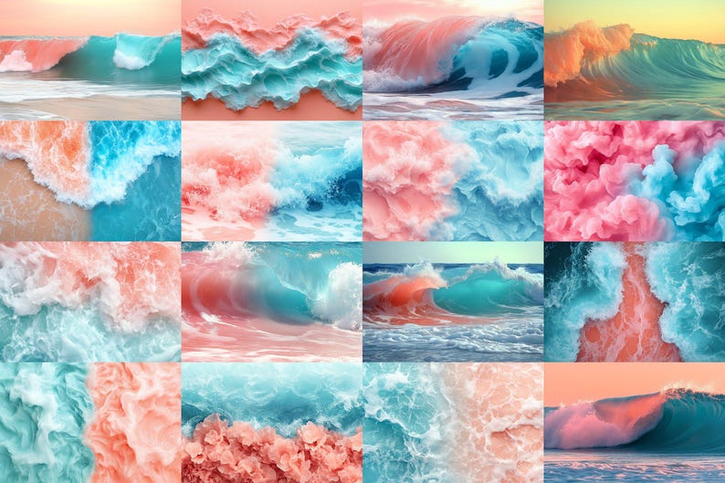 Coral Aqua Ocean Wave Backgrounds β Coastal-themed Photoshop Backdrops ...