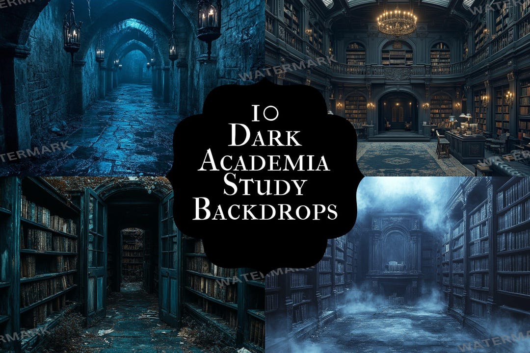 Dark Academia Library Backdrops – Gothic Study Scenes (digital Download ...