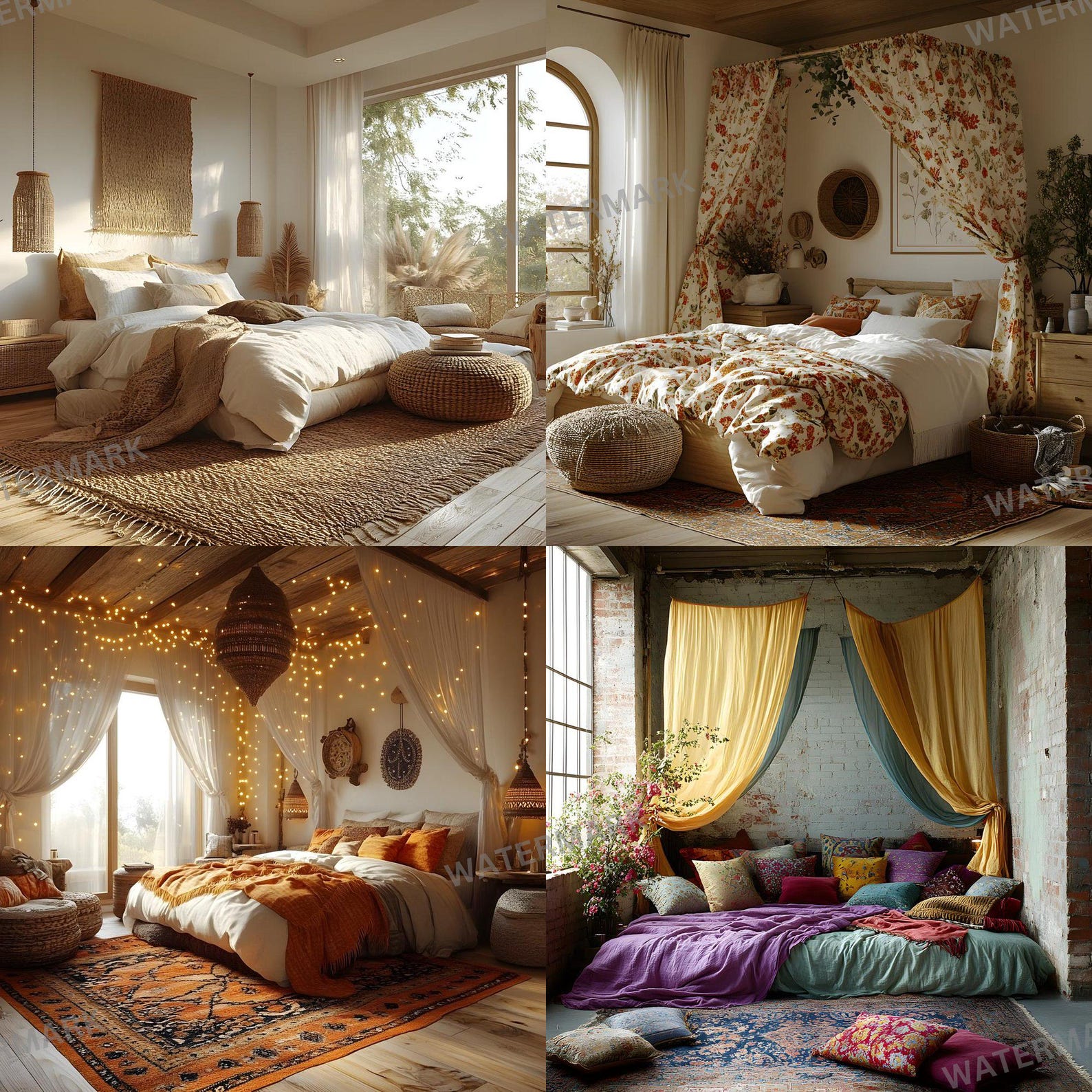 15 Dreamy Boho Photography Backdrops – Cozy Interior Overlays (JPG) - Etsy