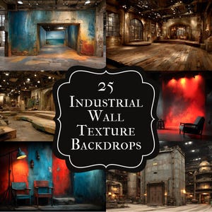 Industrial Texture Photography Backdrop, Dark Grunge Wall Digital Background, Portrait Photoshoot, Urban Concrete Texture
