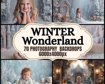 Winter Wonderland Photography Backdrops | Snowy Christmas Archways (Digital Download)