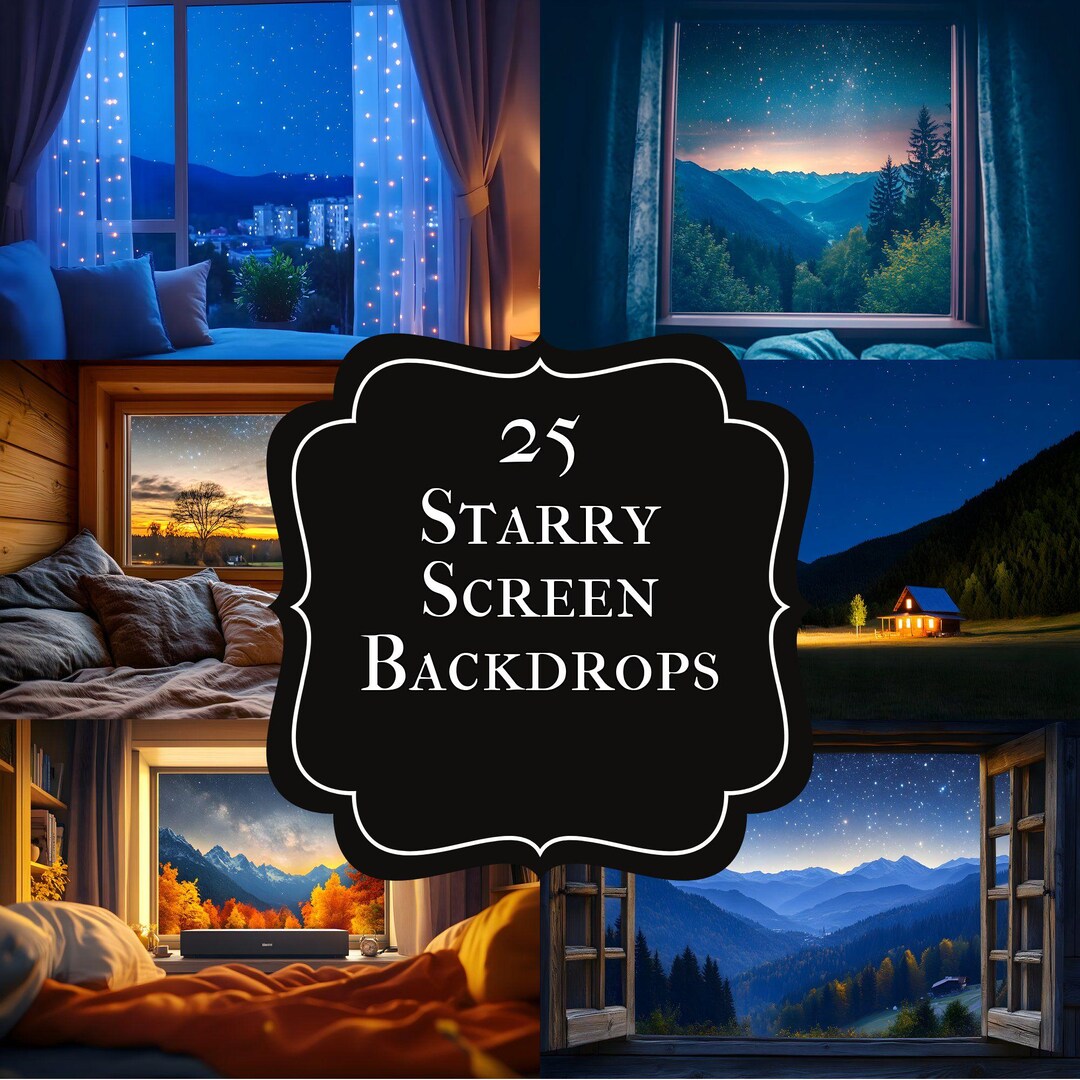 Starry Night TV Wallpaper Backdrop Set, Digital Backgrounds for ...