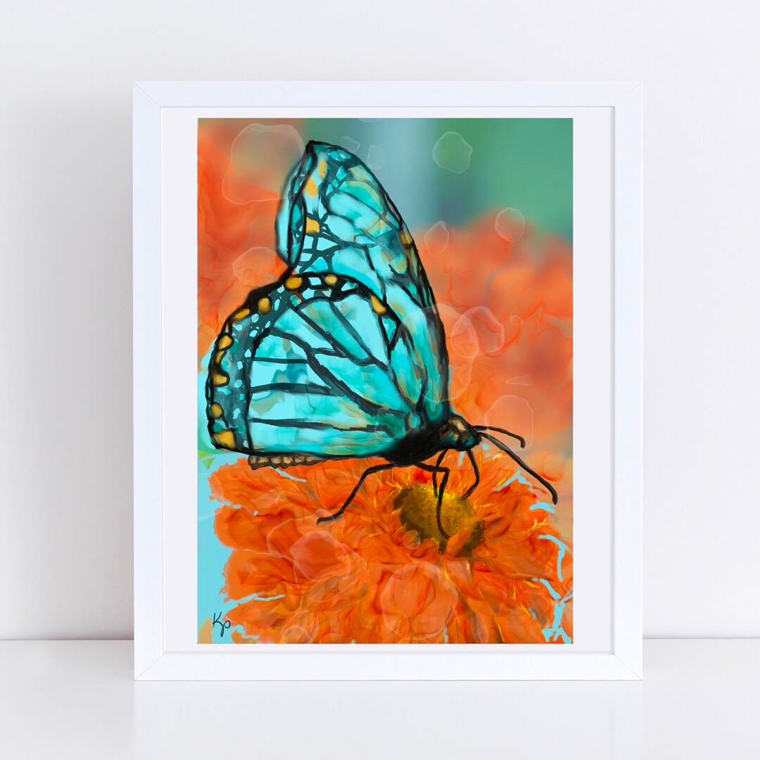 ACEO ATC Art Artist Trading Card Print Watercolor Ink blue Etsy