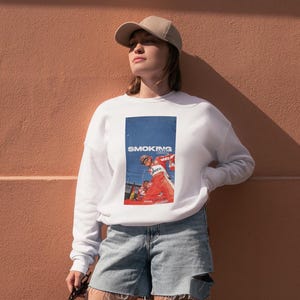 Custom Sweatshirt with Iconic Michael Schumacher Poster, F1 Racing Graphic Design, Unisex Fit with Color Options