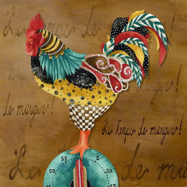 Rooster Le Temps Art Print