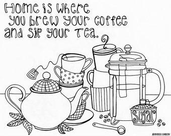 Printable Coloring Page. Home Is. Instant Download