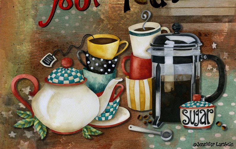 Home is Where Art Print Coffee Tea Rustic Vintage - Etsy