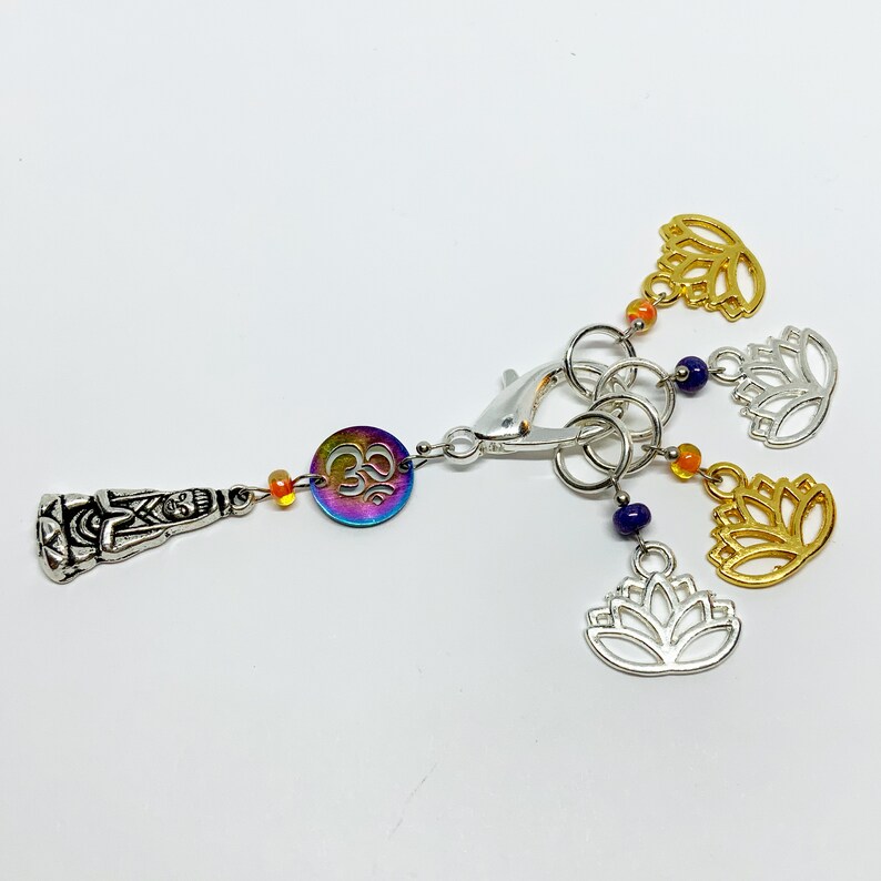 Yoga Stitch Markers-Lotus flower stitch Markers-knitting is my yoga-meditation stitch markers-yoga progress keeper-yoga pose charm-