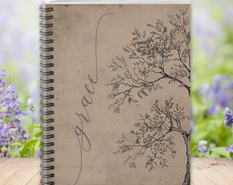 Personalized Vintage Floral Notebook - Custom Retro Spiral Journal for Her - Friend Gift - Ruled Lines.