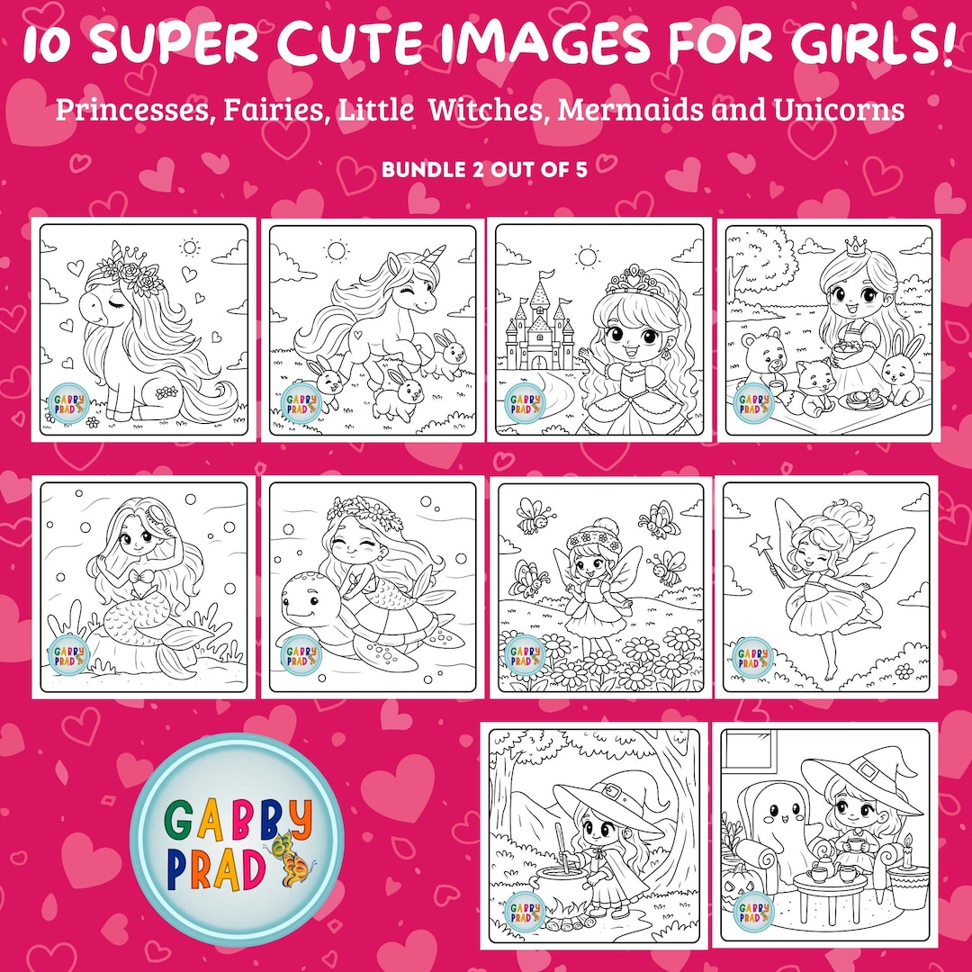 Totally Cute Coloring Pages for Girls: Adorable Princesses, Fairies