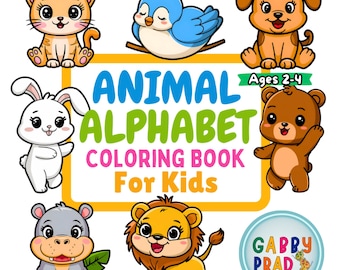 Alphabet Animal Coloring Book Printable, ABC Learning Coloring Pages Pdf, Educational Kids Activity Book Fun Letters DIGITAL DOWNLOAD
