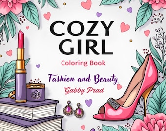Fashion Coloring Book for Adults DIGITAL DOWNLOAD - 50 Bold & Easy Realistic Pages Stress Relief Art Book, Printable Gift for Women