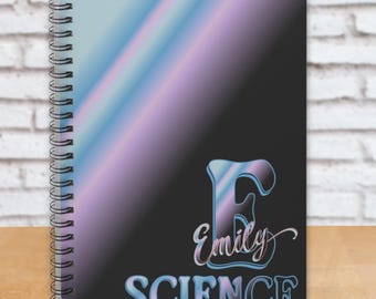 Personalized Name Notebook for Teen Girls - Colorful Monogram Journal - Custom Diary - Ruled Lines