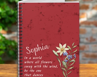 Custom Notebook for Women. Personalized Spiral Journal - Friend Gift - Ruled Lines